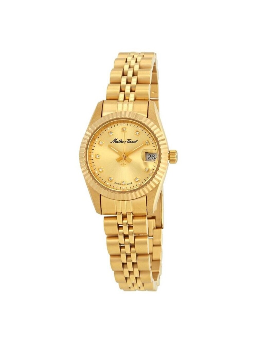 NWT Mathey-Tissot Mathey II Quartz Crystal Gold Dial Ladies Watch